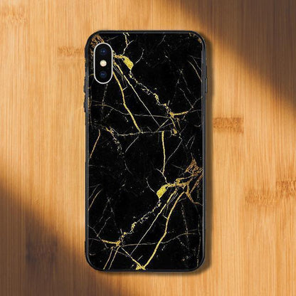 iPhone X Gold Dust Texture Marble Glass Case