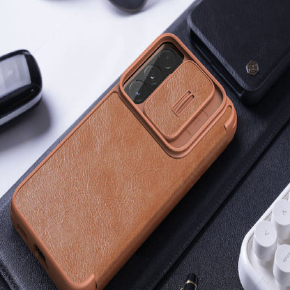 Galaxy S22 Series Camera Protection QIN Leather Flip Case