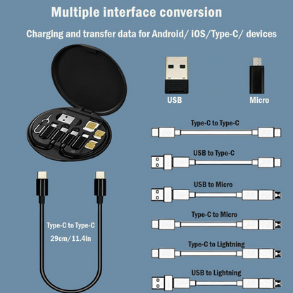 Multifunctional Quick Charging 5 in 1 Cable Box