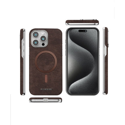 Classic Vintage Leather Magnetic iPhone Case