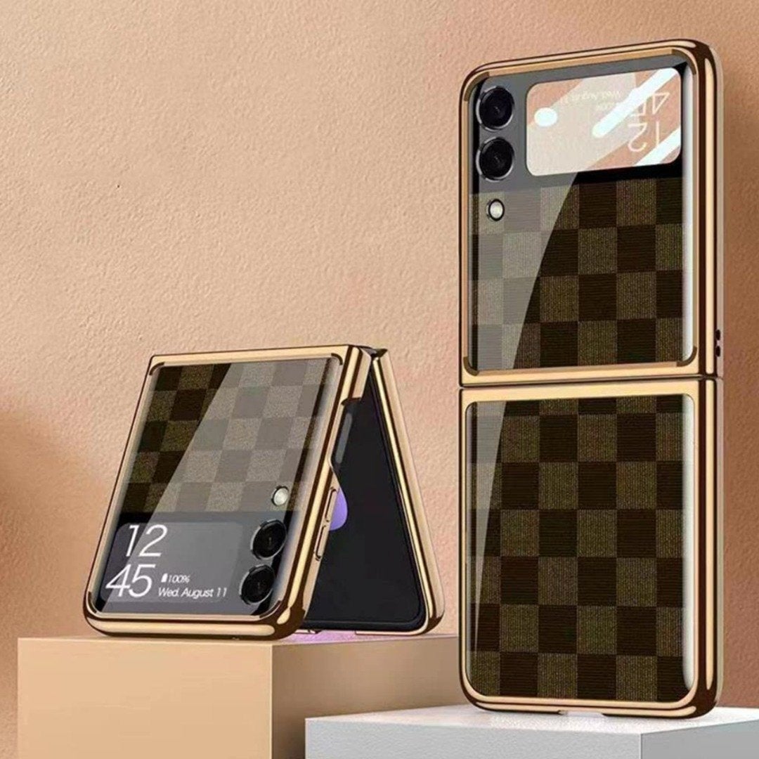 Galaxy Z Fold3 Check Pattern Glass Flip Case