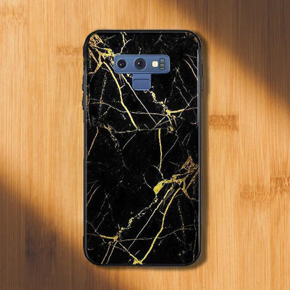 Galaxy Note 9 Gold Dust Texture Marble Glass Case