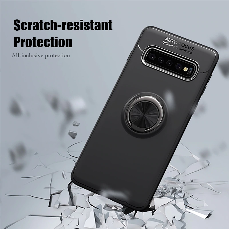 Galaxy S10 Plus Metallic Finger Ring Holder Matte Case