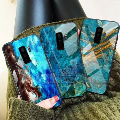 Galaxy S9 Plus Soothing Sea Pattern Marble Glass Back Case