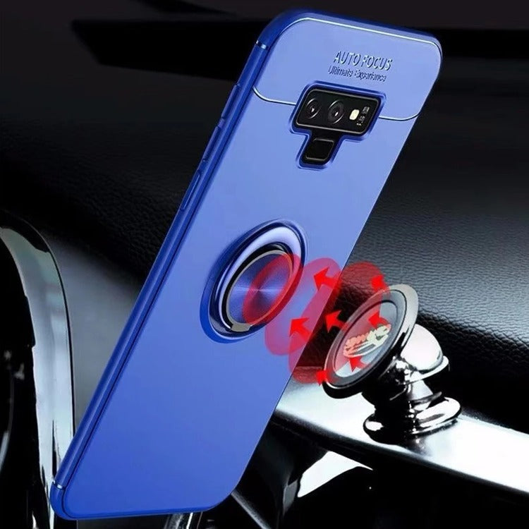 Galaxy Note 9 (3 in 1 Combo) Metallic Ring Case + Tempered Glass + Earphones