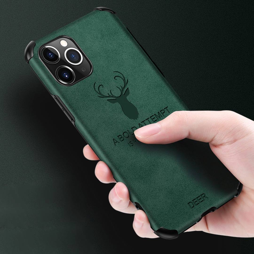 iPhone 11 Series Shockproof Deer Leather Texture Case