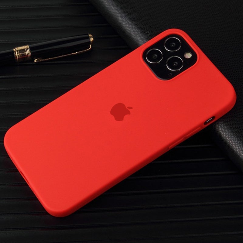 iPhone Series Liquid Silicone Logo Case With Tempered Glass