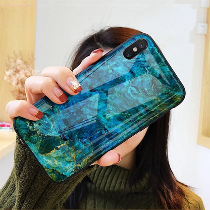 iPhone XS Soothing Sea Pattern Marble Glass Back Case