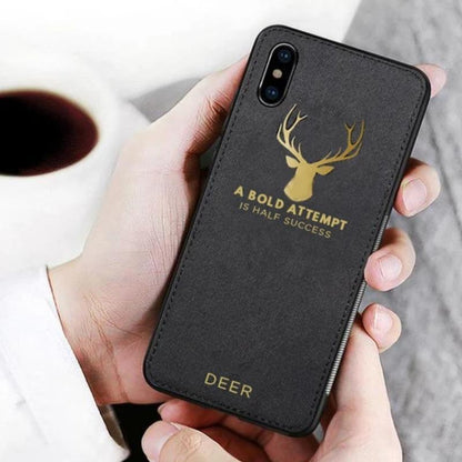 iPhone XR Luxury Gold Textured Deer Pattern Soft Case