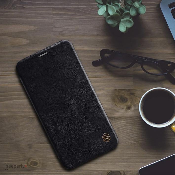 iPhone XS Max Genuine QIN Leather Flip Case