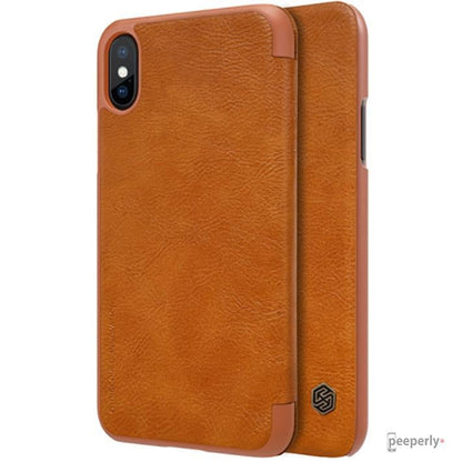 iPhone XS Max Genuine QIN Leather Flip Case