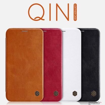 iPhone XS Max Genuine QIN Leather Flip Case