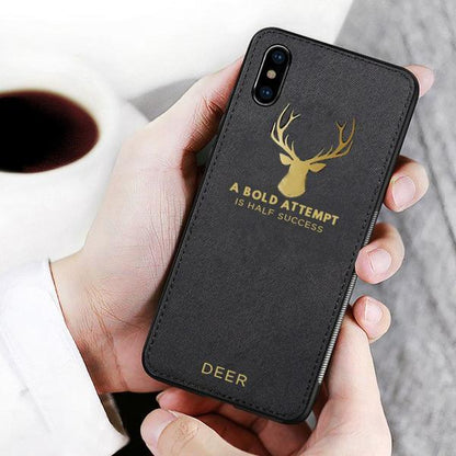 iPhone X Luxury Gold Textured Deer Pattern Soft Case