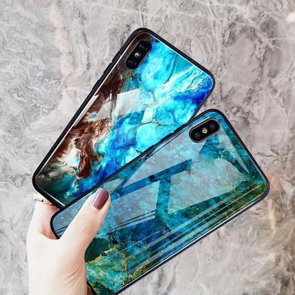 iPhone XS Soothing Sea Pattern Marble Glass Back Case