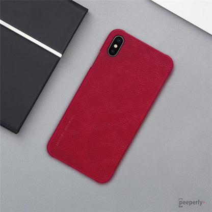 iPhone XS Max Genuine QIN Leather Flip Case