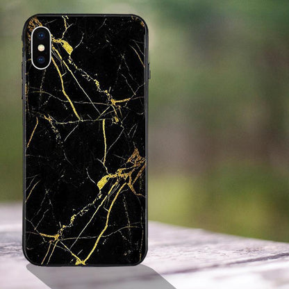 iPhone X Gold Dust Texture Marble Glass Case