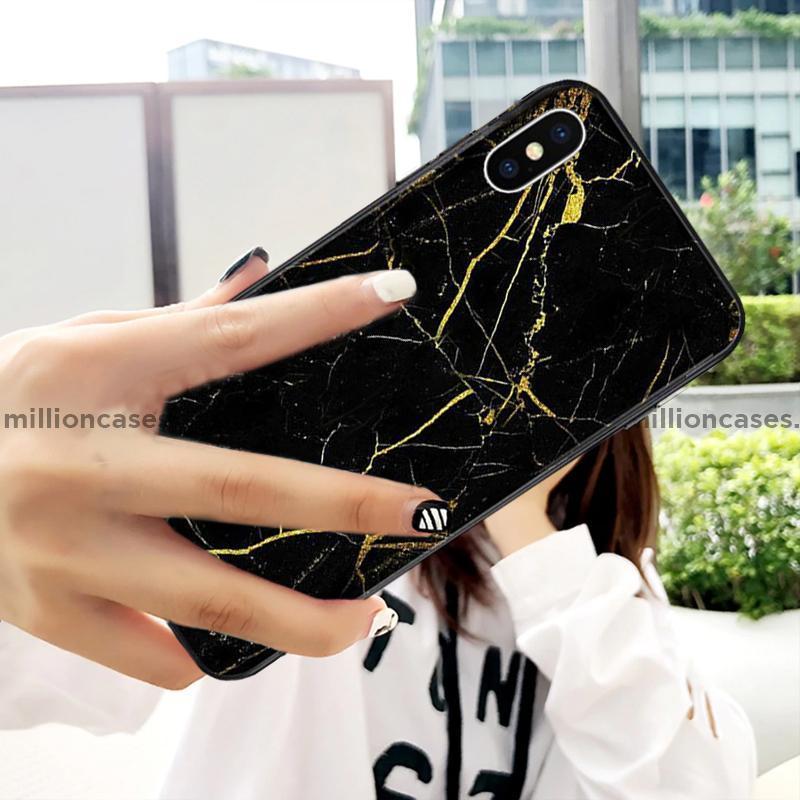 iPhone X Gold Dust Texture Marble Glass Case