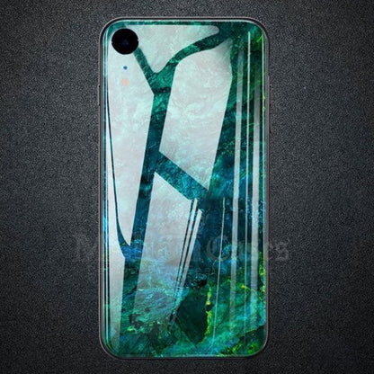 iPhone XR Soothing Sea Pattern Marble Glass Back Case