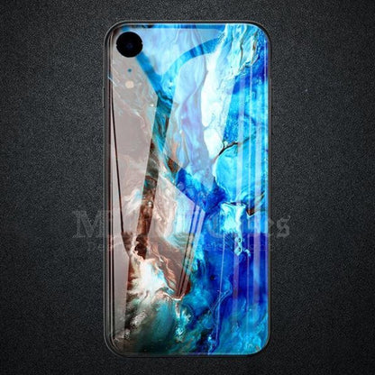 iPhone XR Soothing Sea Pattern Marble Glass Back Case