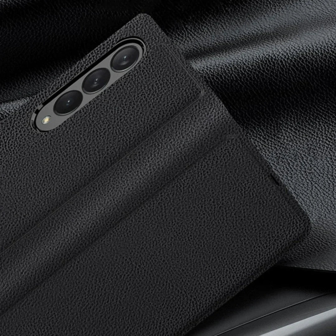 Galaxy Z Fold3 Colored Strap Leather Flip Case