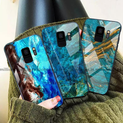 Galaxy S9 Soothing Sea Pattern Marble Glass Back Case