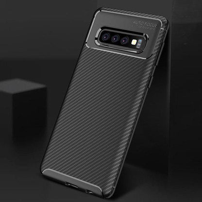 Galaxy S10 Plus Frosted Carbon Fiber Shockproof Soft Case