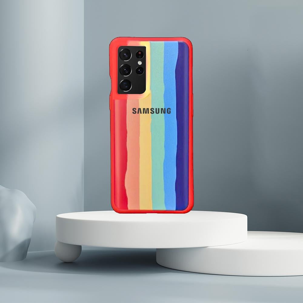 Galaxy S21 Ultra Rainbow Liquid Silicone Logo Case